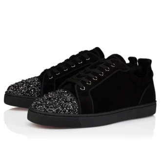 Louis Jr P Perla – Sneakersy – zamsz cielęcy i cyrkonie – czarne – męskie Louis Jr P Perla – Sneakersy – zamsz cielęcy i cyrkonie – czarne – męskie