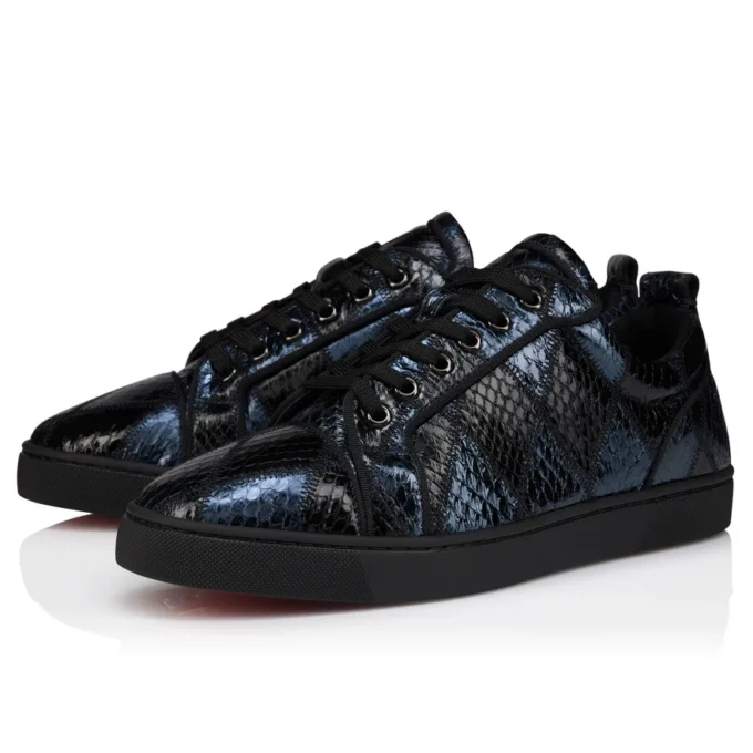 Louis Junior – Sneakersy – patchworkowa skóra węża wodnego – czarne – męskie