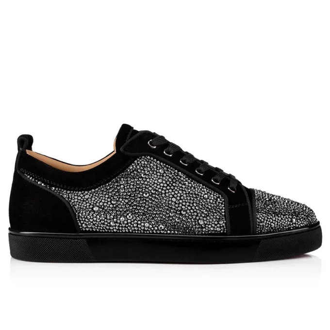 Louis Junior Strass – Sneakersy – zamsz cielęcy i cyrkonie – czarne – męskie Louis Junior Strass – Sneakersy – zamsz cielęcy i cyrkonie – czarne – męskie