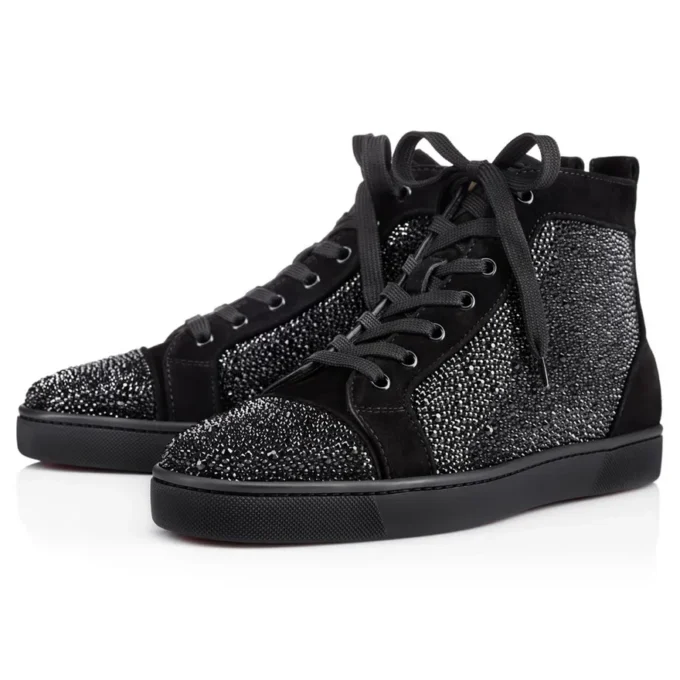 Louis Strass – Sneakersy – Veau Velours i Strass – Czarne – Męskie Louis Strass – Sneakersy – Veau Velours i Strass – Czarne – Męskie