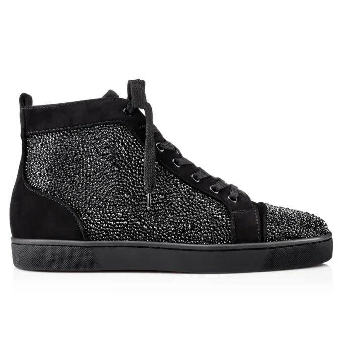 Louis Strass – Sneakersy – Veau Velours i Strass – Czarne – Męskie Louis Strass – Sneakersy – Veau Velours i Strass – Czarne – Męskie