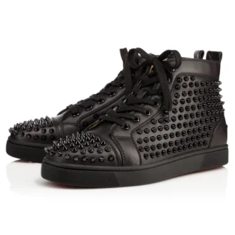 Louis – wysokie Sneakersy – skóra cielęca i kolce – czarne – męskie Louis – wysokie Sneakersy – skóra cielęca i kolce – czarne – męskie