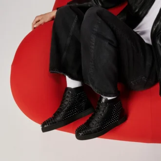 Louis – wysokie Sneakersy – skóra cielęca i kolce – czarne – męskie Louis – wysokie Sneakersy – skóra cielęca i kolce – czarne – męskie
