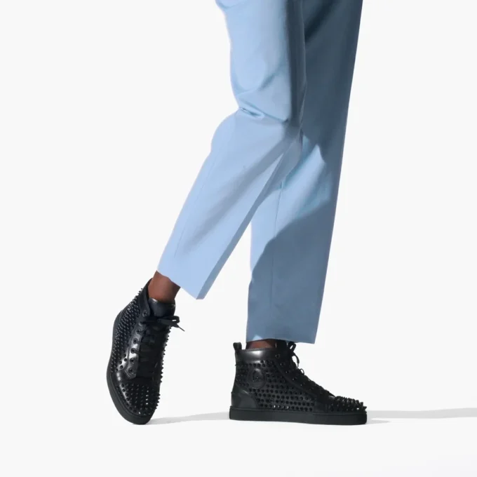 Louis – wysokie Sneakersy – skóra cielęca i kolce – czarne – męskie Louis – wysokie Sneakersy – skóra cielęca i kolce – czarne – męskie