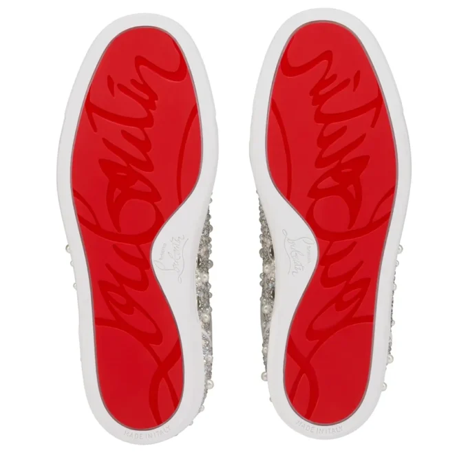 Louiseperla – Sneakersy – satyna krepowa, skóra cielęca, cyrkonie i perełki – białe – damskie Louiseperla – Sneakersy – satyna krepowa, skóra cielęca, cyrkonie i perełki – białe – damskie
