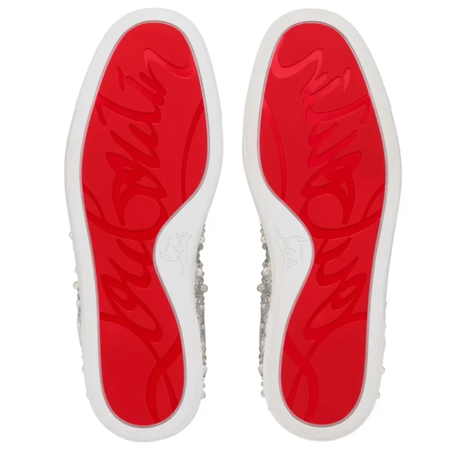 Louperla Jr – Sneakersy – satyna krepowa, skóra cielęca, cyrkonie i perełki – białe – męskie Louperla Jr – Sneakersy – satyna krepowa, skóra cielęca, cyrkonie i perełki – białe – męskie