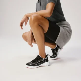 Mara – Sneakersy – zamsz cielęcy, skóra nappa jagnięca i siateczka – czarne – damskie Mara – Sneakersy – zamsz cielęcy, skóra nappa jagnięca i siateczka – czarne – damskie