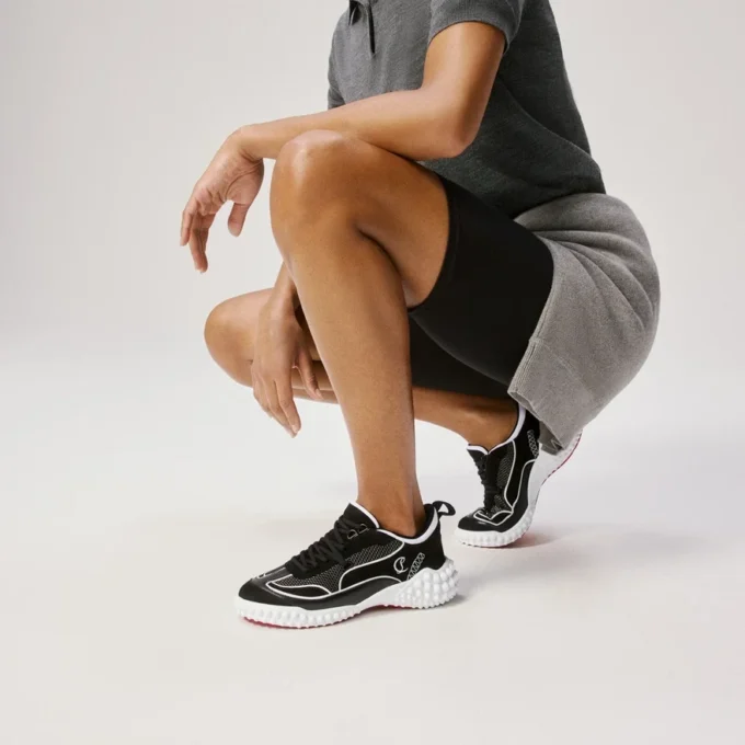 Mara – Sneakersy – zamsz cielęcy, skóra nappa jagnięca i siateczka – czarne – damskie Mara – Sneakersy – zamsz cielęcy, skóra nappa jagnięca i siateczka – czarne – damskie