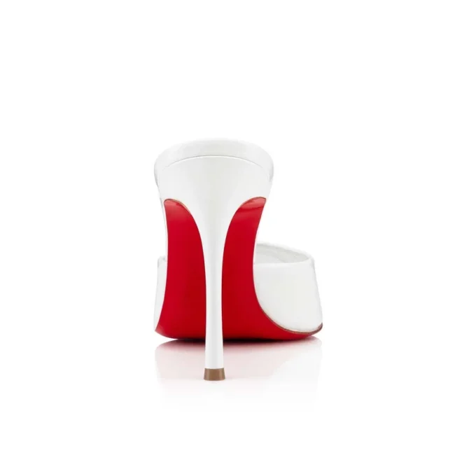 Me Dolly – klapki na obcasie 100 mm – lakierowana skóra cielęca – Bianco – damskie Me Dolly – klapki na obcasie 100 mm – lakierowana skóra cielęca – Bianco – damskie