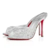 Me Dolly Strass – klapki na 100 mm – zamsz i cyrkonie – srebrne Me Dolly Strass – klapki na 100 mm – zamsz i cyrkonie – srebrne