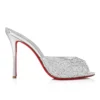 Me Dolly Strass – klapki na 100 mm – zamsz i cyrkonie – srebrne Me Dolly Strass – klapki na 100 mm – zamsz i cyrkonie – srebrne