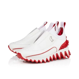 Mini Sharkyloub – Sneakersy do biegania – skóra cielęca i neopren – białe – dzieci Mini Sharkyloub – Sneakersy do biegania – skóra cielęca i neopren – białe – dzieci