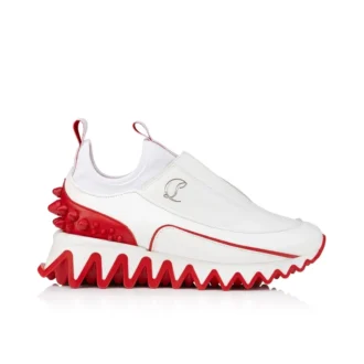 Mini Sharkyloub – Sneakersy do biegania – skóra cielęca i neopren – białe – dzieci Mini Sharkyloub – Sneakersy do biegania – skóra cielęca i neopren – białe – dzieci