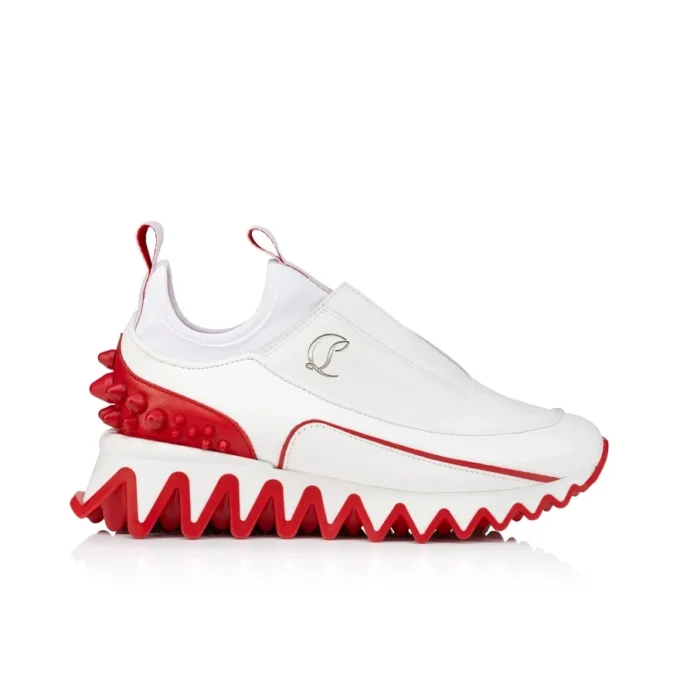 Mini Sharkyloub – Sneakersy do biegania – skóra cielęca i neopren – białe – dzieci Mini Sharkyloub – Sneakersy do biegania – skóra cielęca i neopren – białe – dzieci