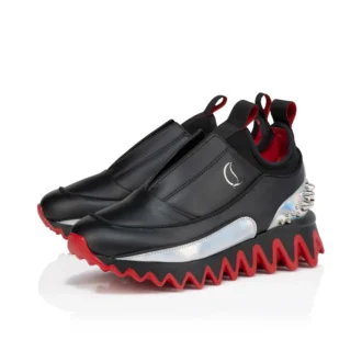Mini Sharkyloub – Sneakersy do biegania – skóra cielęca i neopren – czarne – dzieci Mini Sharkyloub – Sneakersy do biegania – skóra cielęca i neopren – czarne – dzieci