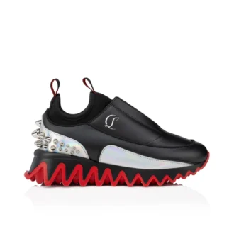 Mini Sharkyloub – Sneakersy do biegania – skóra cielęca i neopren – czarne – dzieci Mini Sharkyloub – Sneakersy do biegania – skóra cielęca i neopren – czarne – dzieci