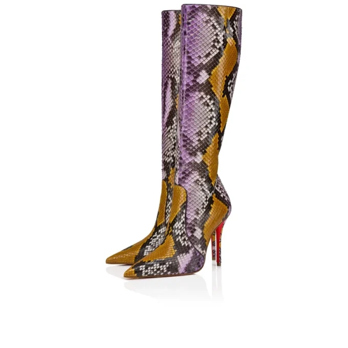 Miss Z Botta – buty na obcasie 100 mm – skóra pytona z efektem gradientu – kolor Rhapsody Yellow – damskie Miss Z Botta – buty na obcasie 100 mm – skóra pytona z efektem gradientu – kolor Rhapsody Yellow – damskie
