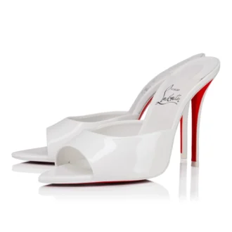 Miss Z Mule – klapki na obcasie 100 mm – lakierowana skóra cielęca – Bianco – damskie