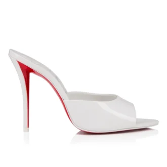 Miss Z Mule – klapki na obcasie 100 mm – lakierowana skóra cielęca – Bianco – damskie