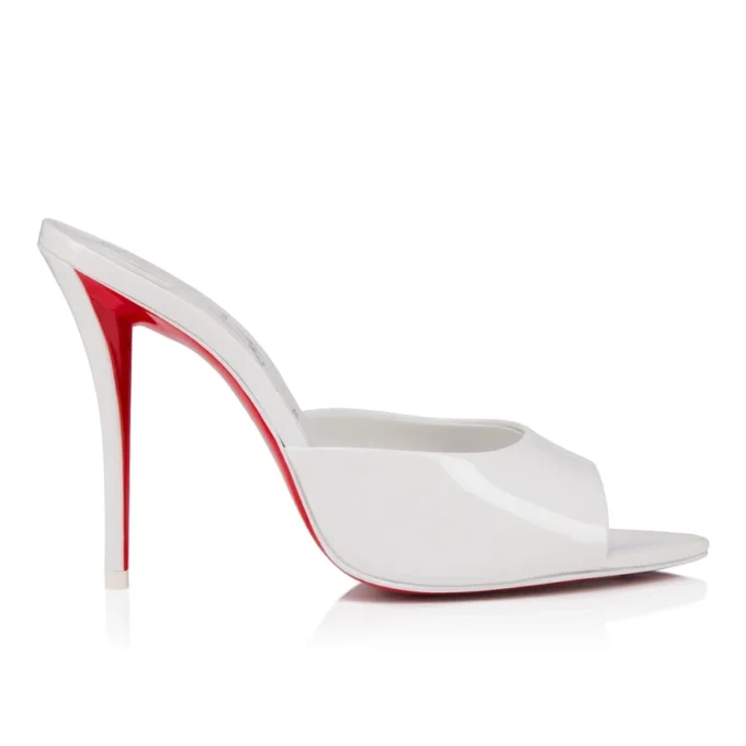 Miss Z Mule – klapki na obcasie 100 mm – lakierowana skóra cielęca – Bianco – damskie