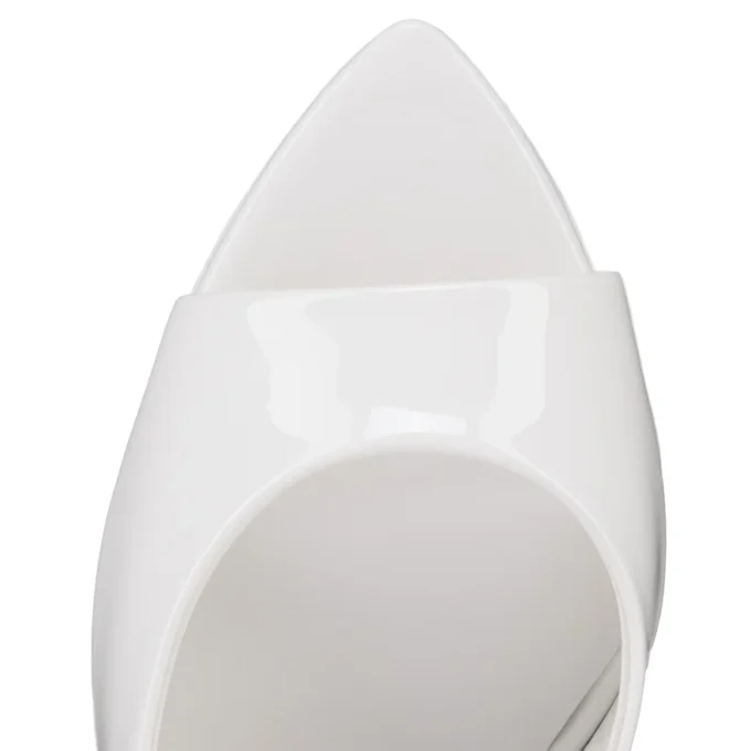 Miss Z Mule – klapki na obcasie 100 mm – lakierowana skóra cielęca – Bianco – damskie