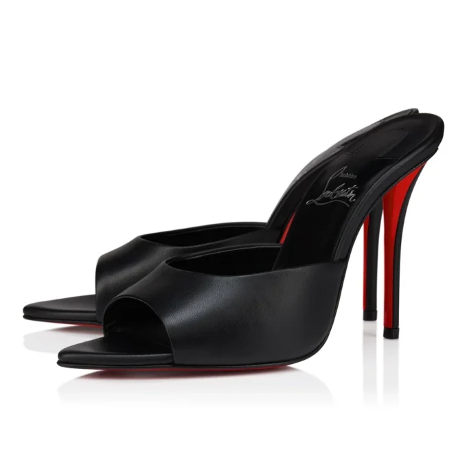 Miss Z Mule – klapki na obcasie 100 mm – skóra jagnięca nappa – czarne – damskie Miss Z Mule – klapki na obcasie 100 mm – skóra jagnięca nappa – czarne – damskie
