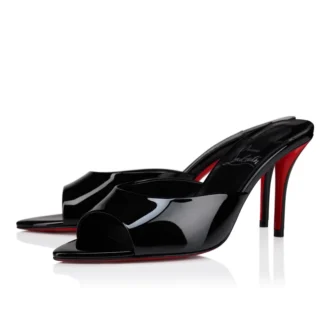 Miss Z Mule – klapki na obcasie 80 mm – lakierowana skóra cielęca – czarne – damskie