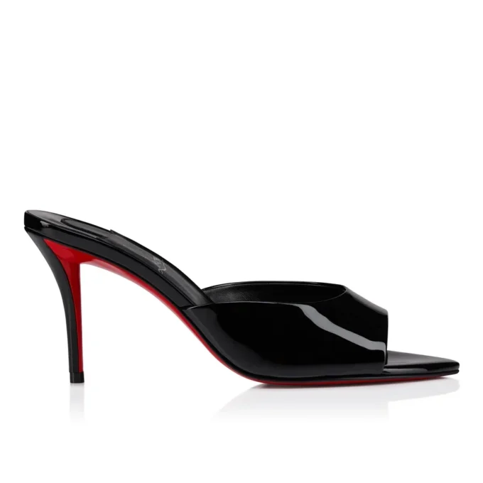 Miss Z Mule – klapki na obcasie 80 mm – lakierowana skóra cielęca – czarne – damskie Miss Z Mule – klapki na obcasie 80 mm – lakierowana skóra cielęca – czarne – damskie