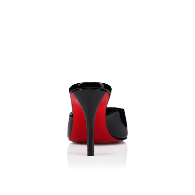 Miss Z Mule – klapki na obcasie 80 mm – lakierowana skóra cielęca – czarne – damskie Miss Z Mule – klapki na obcasie 80 mm – lakierowana skóra cielęca – czarne – damskie