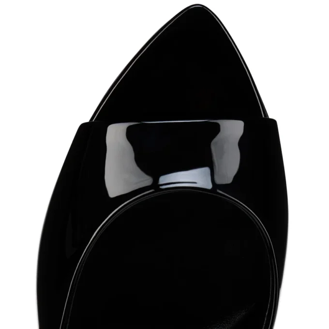 Miss Z Mule – klapki na obcasie 80 mm – lakierowana skóra cielęca – czarne – damskie Miss Z Mule – klapki na obcasie 80 mm – lakierowana skóra cielęca – czarne – damskie