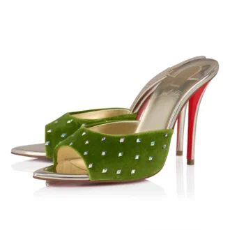 Miss Z Mule Strass Losanges – klapki na obcasie 100 mm – aksamit i cyrkonie – Haiiro – damskie