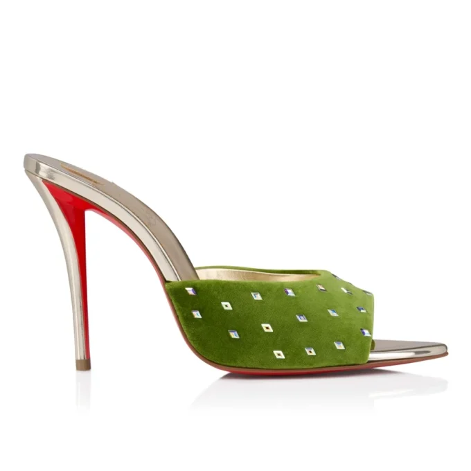 Miss Z Mule Strass Losanges – klapki na obcasie 100 mm – aksamit i cyrkonie – Haiiro – damskie Miss Z Mule Strass Losanges – klapki na obcasie 100 mm – aksamit i cyrkonie – Haiiro – damskie