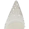 Miss Z Riviera Strass – czółenka na paskach z obcasem 80 mm – siateczka, skóra nappa i perły – Bianco – damskie