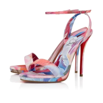 Miss Z Sandal Queen – sandały na rzemykach o wysokości 120 mm – chińska tkanina z nadrukiem piwonii – wielokolorowe – damskie