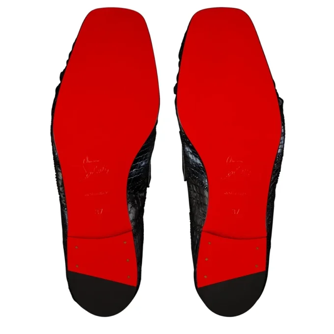 Mocallista – mokasyny – patchworkowa skóra węża wodnego – czarne – damskie