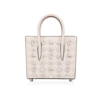 Paloma Mini – torebka z rączką na górze – ziarnista skóra cielęca i kolce Loubinthesky – Leche