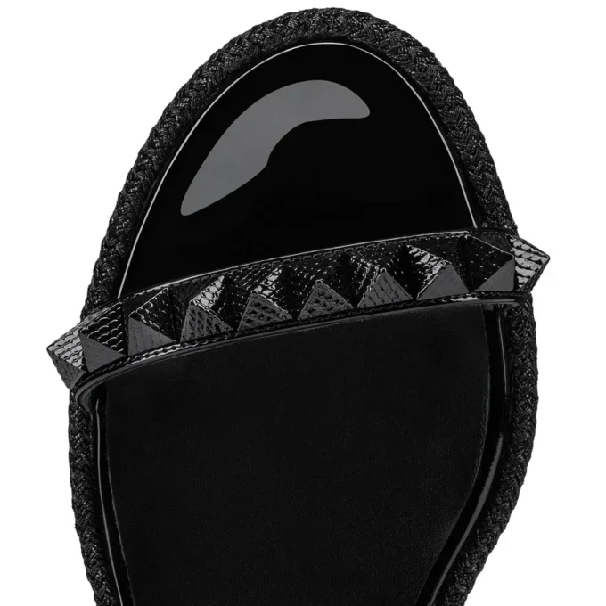 Pyraclou – espadryle na 60 mm koturnie – lakierowana skóra cielęca – czarne – damskie Pyraclou – espadryle na 60 mm koturnie – lakierowana skóra cielęca – czarne – damskie