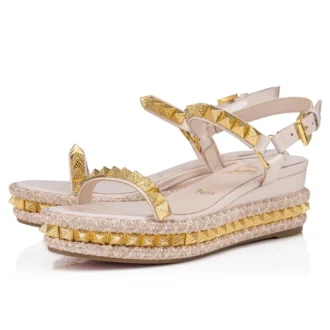 Pyraclou – espadryle na 60 mm – lakierowana skóra cielęca – Leche – damskie Pyraclou – espadryle na 60 mm – lakierowana skóra cielęca – Leche – damskie