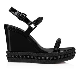 Pyraclou – espadryle na koturnie 110 mm – lakierowana skóra cielęca – czarne – damskie Pyraclou – espadryle na koturnie 110 mm – lakierowana skóra cielęca – czarne – damskie