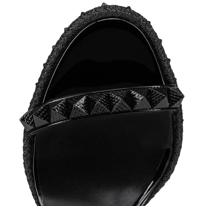 Pyraclou – espadryle na koturnie 110 mm – lakierowana skóra cielęca – czarne – damskie Pyraclou – espadryle na koturnie 110 mm – lakierowana skóra cielęca – czarne – damskie