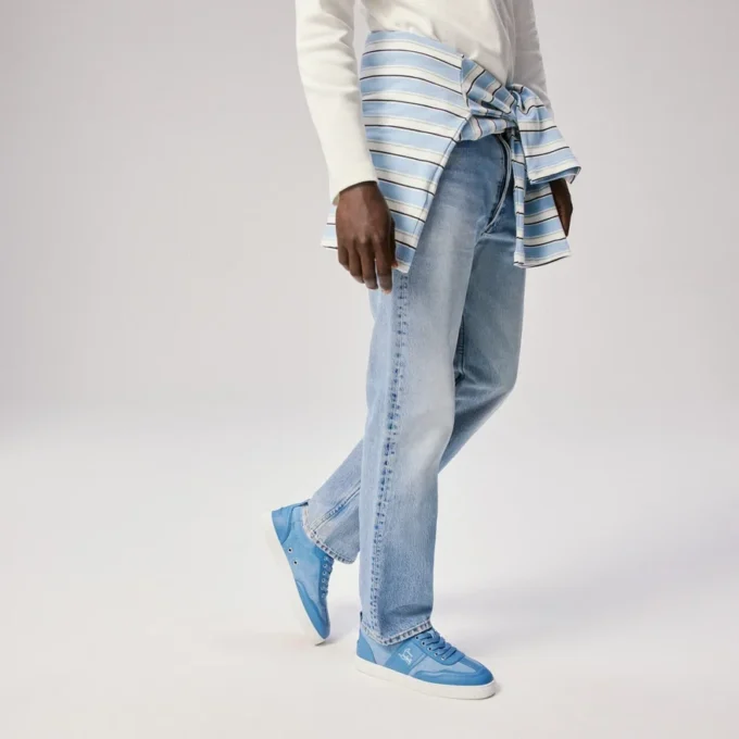 Retero – Sneakersy – skóra cielęca i płótno – Ceruleo – mężczyźni Retero – Sneakersy – skóra cielęca i płótno – Ceruleo – mężczyźni