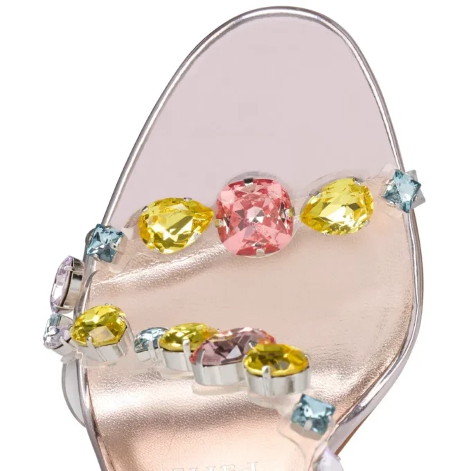 Rosa Z Jewel – sandały na obcasie 100 mm – TPU, cyrkonie i laminowana skóra cielęca – Leche – damskie Rosa Z Jewel – sandały na obcasie 100 mm – TPU, cyrkonie i laminowana skóra cielęca – Leche – damskie