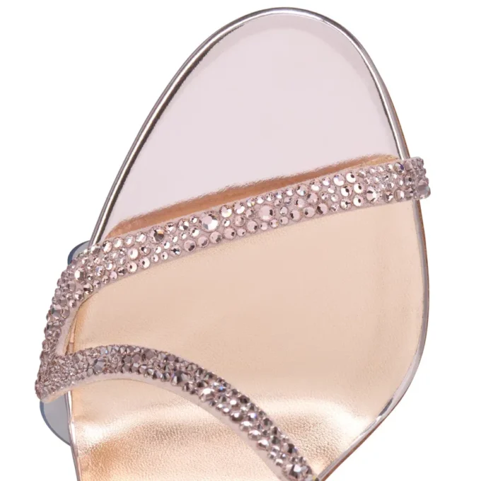 Rosalie Strass – sandały na 100 mm obcasie – zamsz i laminowana skóra cielęca – kolor Vintage Rose – damskie Rosalie Strass – sandały na 100 mm obcasie – zamsz i laminowana skóra cielęca – kolor Vintage Rose – damskie