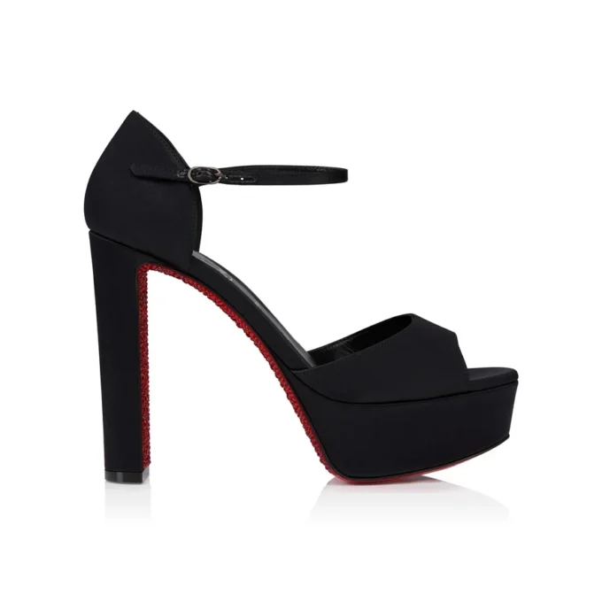 Sandaloo Red Carpet – czółenka na paskach o wysokości 130 mm – satyna krepowa – czarne – damskie