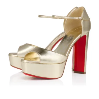 Sandaloo – sandały na paskach o wysokości 130 mm – laminowana skóra nappa – platynowe – damskie Sandaloo – sandały na paskach o wysokości 130 mm – laminowana skóra nappa – platynowe – damskie