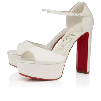 Sandaloo – sandały na paskach o wysokości 130 mm – satyna krepowa – kolor kości słoniowej – damskie Sandaloo – sandały na paskach o wysokości 130 mm – satyna krepowa – kolor kości słoniowej – damskie