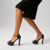 Sandaloo – sandały na paskach o wysokości 130 mm – skóra jagnięca nappa – czarne – damskie Sandaloo – sandały na paskach o wysokości 130 mm – skóra jagnięca nappa – czarne – damskie