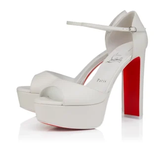 Sandaloo – sandały na paskach o wysokości 130 mm – skóra nappa jagnięca – Bianco – damskie