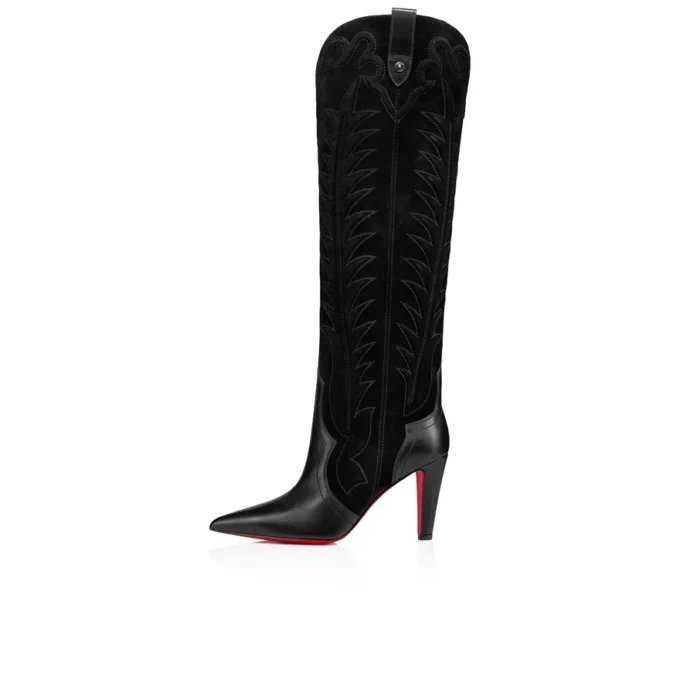 Santia Botta – buty na obcasie 85 mm – skóra cielęca i zamsz cielęcy – czarne