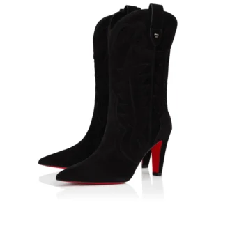 Santiabooty – niskie buty 85 mm – zamsz cielęcy – czarne – damskie Santiabooty – niskie buty 85 mm – zamsz cielęcy – czarne – damskie